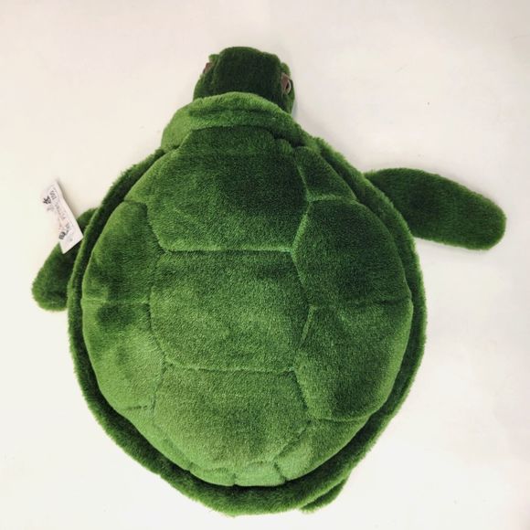 Vintage JLI Green Plush Sea Turtle 1994 The Petting Zoo Realistic Large Eyes 13" - Picture 8 of 13